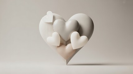 Minimal Neutral Valentine Background in White Gray and Beige Tones