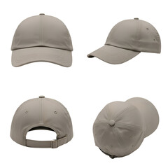 Gray Baseball Cap Front Back Views.