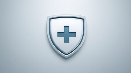 Obraz premium A medical shield symbol featuring a cross, representing health and protection. Ideal for healthcare and medical safety concepts.