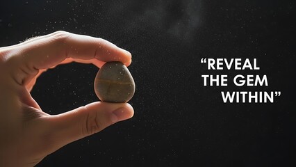 Hand holding a small oval stone