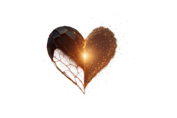 Glowing Broken Heart Transforming into Light Symbolizing Healing and Hope