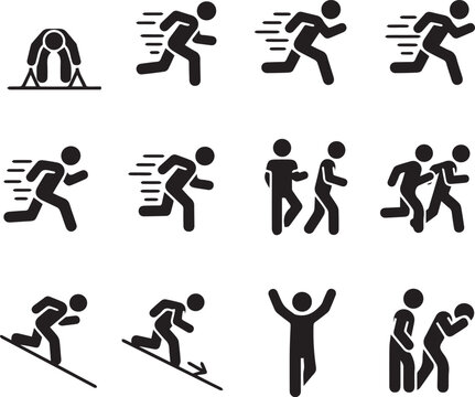 Dynamic Running Silhouettes | Sprint Athlete Icons, Fitness Motion Graphics & Sport Pictogram Collection