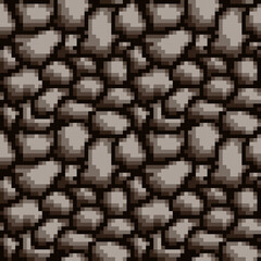 Seamless pixel background with stones.
