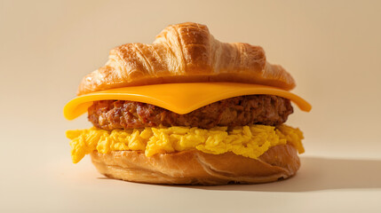 Savory Croissant Breakfast Sandwich with Scrambled Eggs and Cheese graphic design