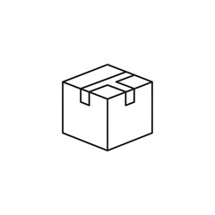 Minimalist Line Drawing of a Cardboard Moving Box for Packing and Shipping Concepts