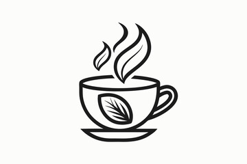 organic herbal tea cup icon soft line