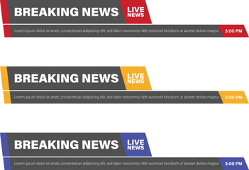 Fototapeta premium Template set for live news channel on white background