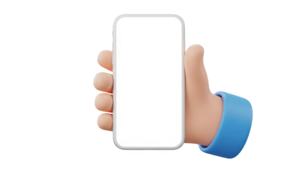 3D Hand Holding a Smartphone with Blank Screen.