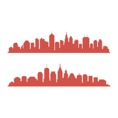 Naklejka premium Two rows of dense city skyline silhouettes indicating urban.