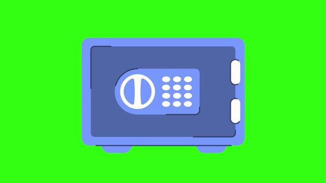 Safe deposit box animation on green screen