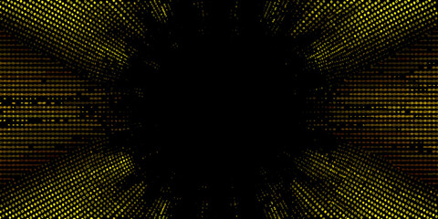 Abstract golden lines converging towards a dark central void