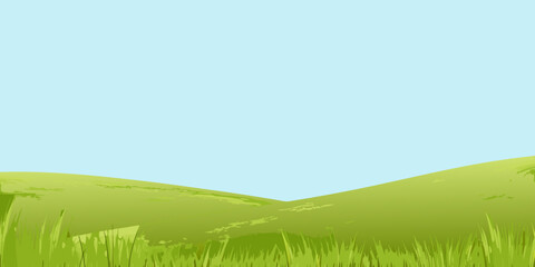 A simple landscape illustration featuring a green hill and clear blue sky