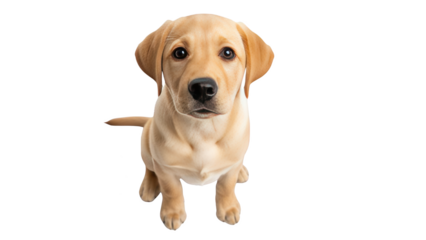 Adorable Golden Labrador Puppy Sitting and Looking Up.