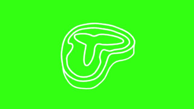 T-bone minimalist animation on green screen