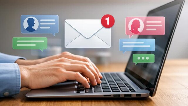 Marketing strategy for business communication management recruitment employment lead generation through email chat messaging online laptop success