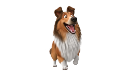 Animated Collie Dog Running Happily.