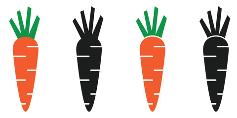 Carrot icon vector set, colorful carrot icon vector set in trendy flat style illustration isolated on white background.