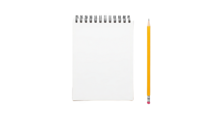 Blank Spiral Notebook and Yellow Pencil.