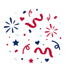 Red Blue Confetti Celebration Elements &ndash; Flat Vector Illustration