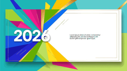 Colorful geometric New Year 2026 banner copy space