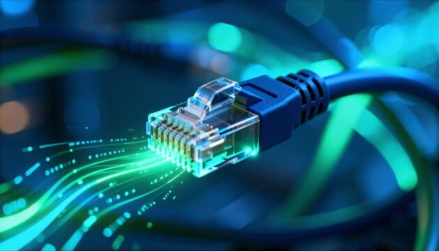 glowing network cables for secure data flow and connectivity perfect for safer internet day