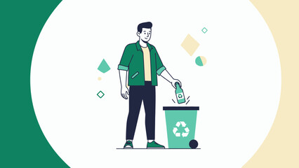 Environmental Responsibility Concept with a Person Disposing a Recycled Bottle into a Recycling Bin