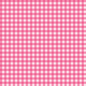 Baby Pink Gingham seamless pattern. Cute pastel plaid texture background. Sweet pink and white girl nursery vector illustration.