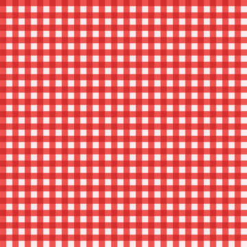 Red Gingham seamless pattern. Classic red and white plaid texture background. Traditional picnic tablecloth vector illustration.