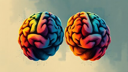 hemisphere. Artistic representation of brain hemispheres, illustrating the balance between creativity and logic. public awareness campaigns.
