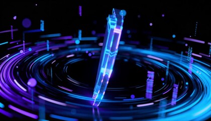 futuristic rotating cyber defense shield with floating data streams on minimalist professional background for network privacy perfect for safer internet day