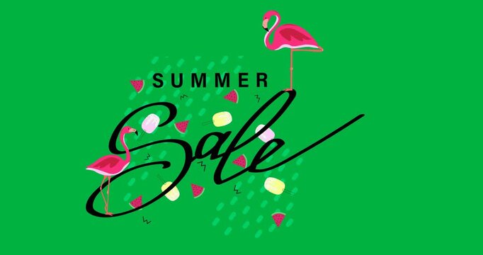 retro tropical flamingo sale banner