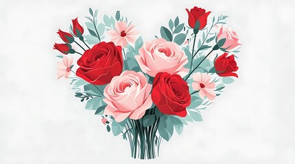 Obraz premium Heart shaped bouquet of roses