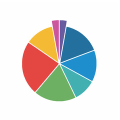 Obraz premium Pie chart vector illustration with flat colorful infographic segments isolated on white background