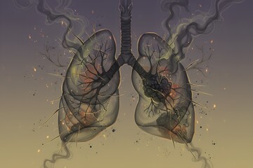 Abstract Smoke Illustration Representing Lung Damage
