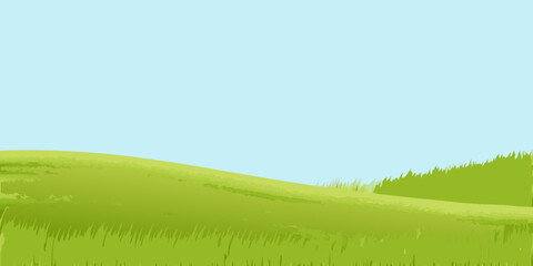 A simple landscape featuring a green field and blue sky backdrop © RanjanKumar