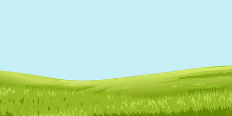 Simple grassy landscape with a clear blue sky above peaceful scenery © RanjanKumar