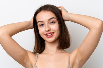 Fototapeta premium Young Ukrainian woman isolated on white background . Portrait