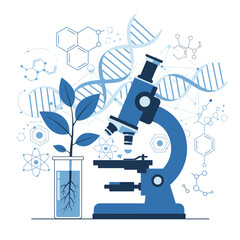 Science Laboratory Research Illustration &ndash; Microscope Biology Experiment Vector