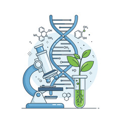 Science Laboratory Research Illustration &ndash; Microscope Biology Experiment Vector