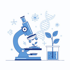 Science Laboratory Research Illustration &ndash; Microscope Biology Experiment Vector