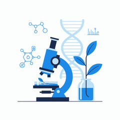 Science Laboratory Research Illustration &ndash; Microscope Biology Experiment Vector