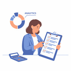 Business Analytics Checklist Illustration &ndash; Data Analysis Report Planning Vector
