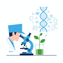 Science Laboratory Research Illustration &ndash; Microscope Biology Experiment Vector