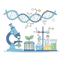 Science Laboratory Research Illustration &ndash; Microscope Biology Experiment Vector