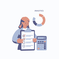 Business Analytics Checklist Illustration &ndash; Data Analysis Report Planning Vector