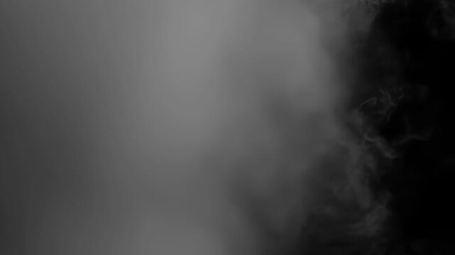 Smoke animation on black background for fire and action backgrounds for titles and logos overlays 4k footage, fog footage for winters and snow transition and overlay
