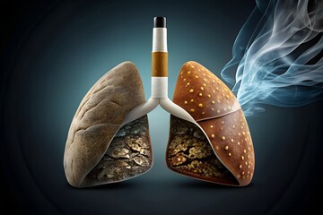 Cigarette vs Healthy Lungs Split Screen Concept