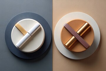 Minimal no-smoking icons, abstract cigarette concepts, warning symbols
