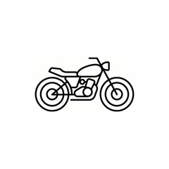 Fototapeta premium Minimalist line art illustration of a classic motorcycle, black outline on a white background.