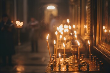 Orthodox Church Candles Glowing | Spiritual Prayer & Sacred Worship Atmosphere